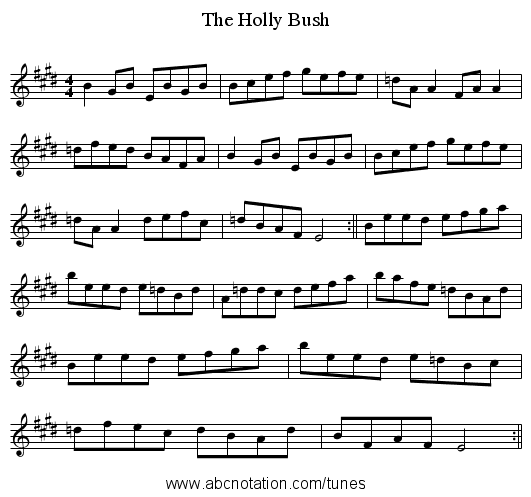 The Holly Bush - staff notation