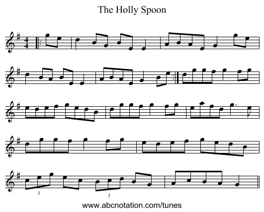 The Holly Spoon - staff notation