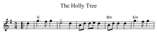 The Holly Tree - staff notation