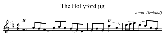 The Hollyford jig - staff notation