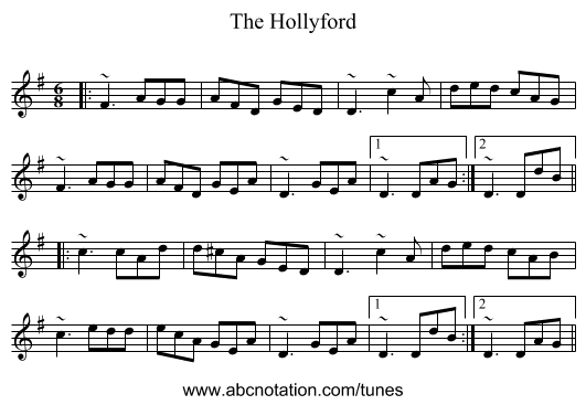 The Hollyford - staff notation