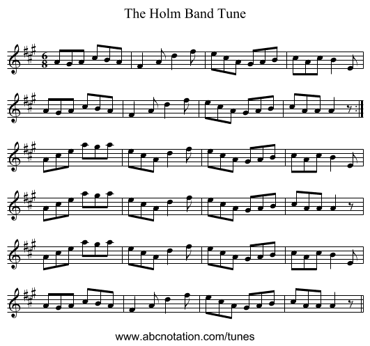 The Holm Band Tune - staff notation