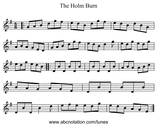 The Holm Burn - staff notation
