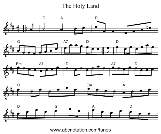 The Holy Land - staff notation