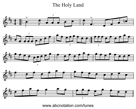 The Holy Land - staff notation