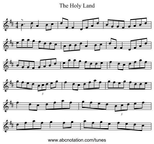 The Holy Land - staff notation