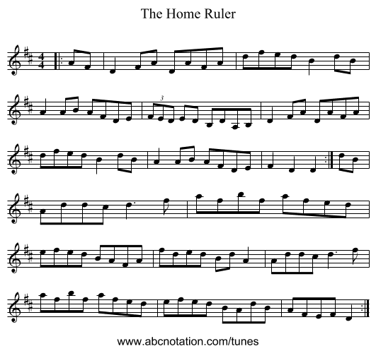 The Home Ruler - staff notation