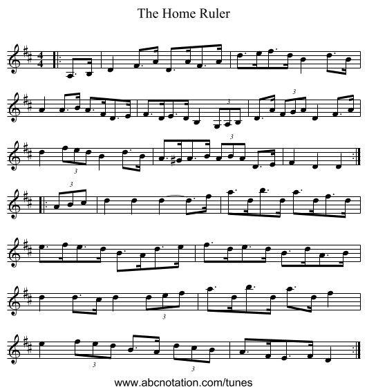 The Home Ruler - staff notation