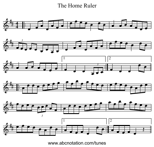 The Home Ruler - staff notation