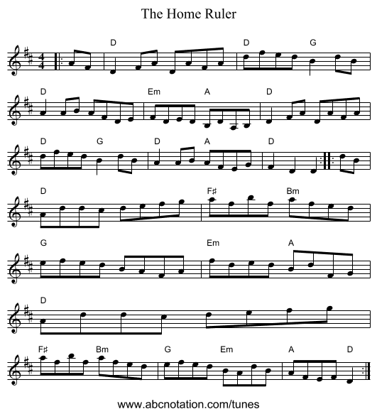 The Home Ruler - staff notation