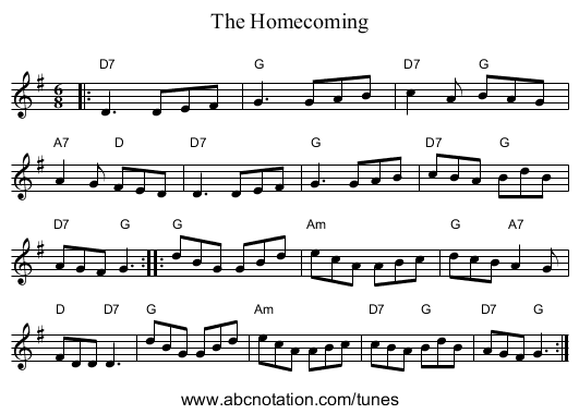The Homecoming - staff notation