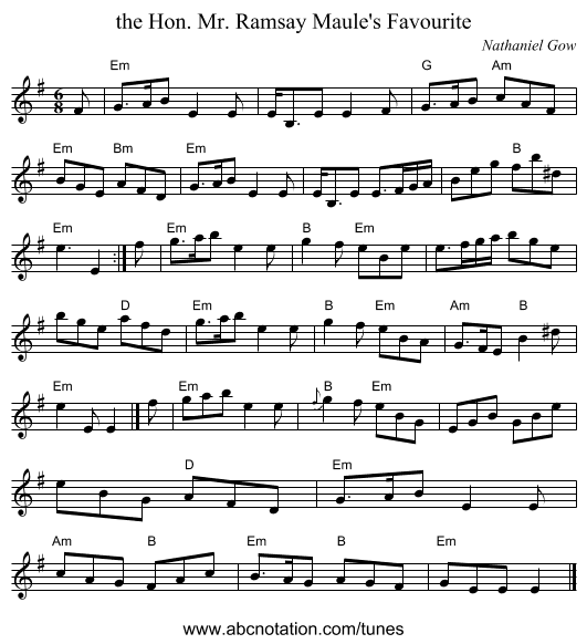 the Hon. Mr. Ramsay Maule's Favourite - staff notation