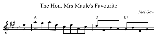 The Hon. Mrs Maule's Favourite - staff notation