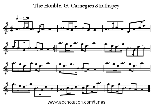 The Honble. G. Carnegies Strathspey - staff notation