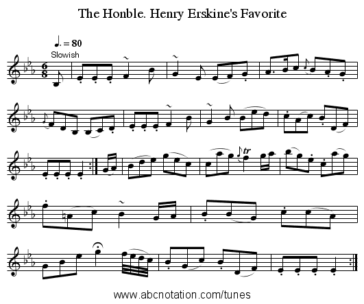 The Honble. Henry Erskine's Favorite - staff notation