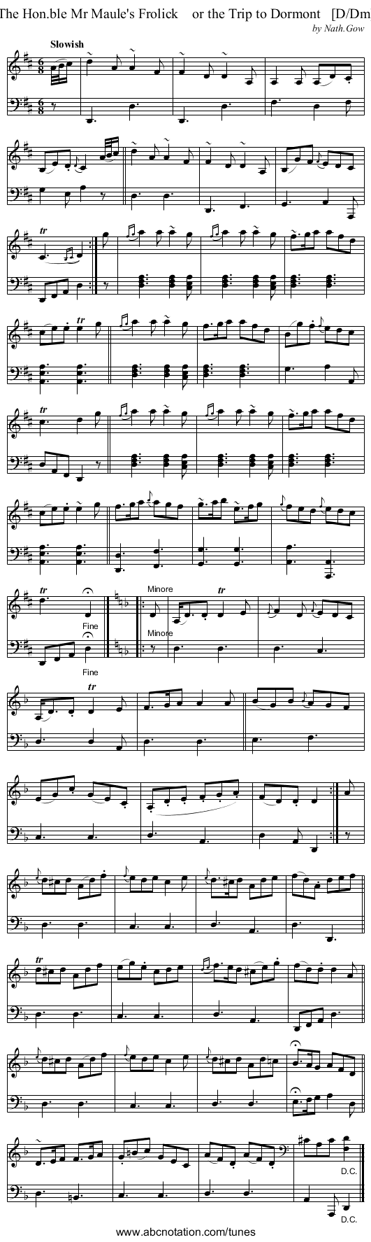 The Hon.ble Mr Maule's Frolick    or the Trip to Dormont   [D/Dm] - staff notation