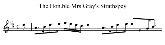 The Hon.ble Mrs Gray's Strathspey - staff notation