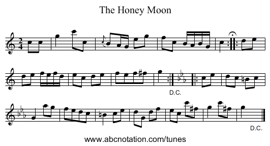 The Honey Moon - staff notation