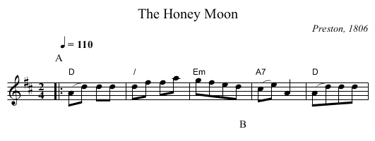 The Honey Moon - staff notation