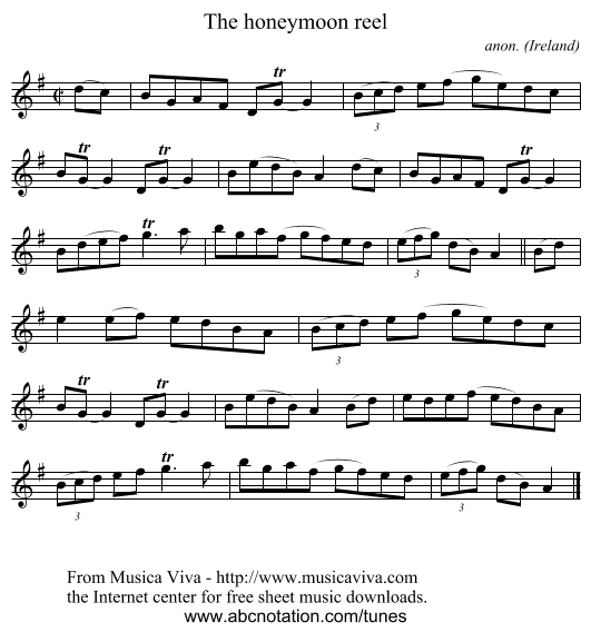The honeymoon reel - staff notation