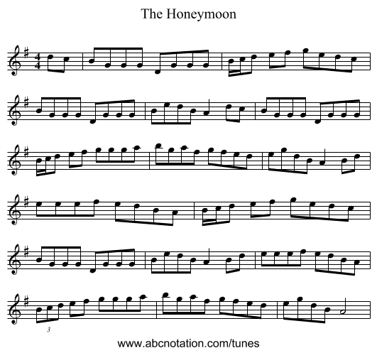 The Honeymoon - staff notation