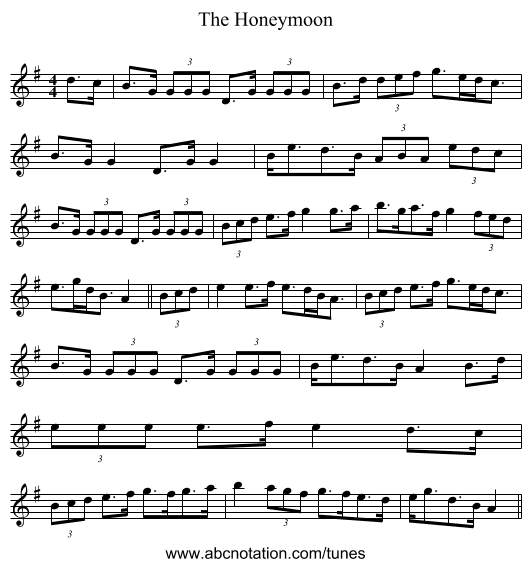 The Honeymoon - staff notation