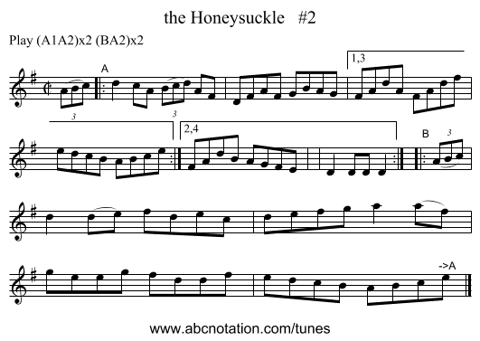 the Honeysuckle   #2 - staff notation