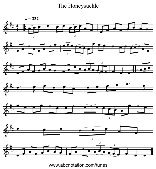 The Honeysuckle - staff notation