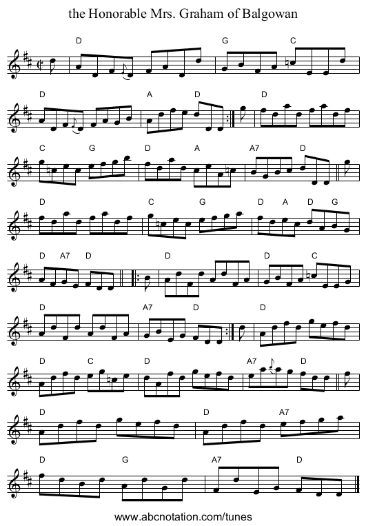the Honorable Mrs. Graham of Balgowan - staff notation