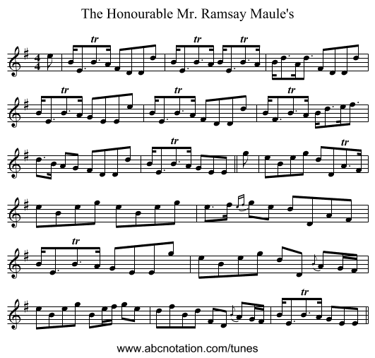 The Honourable Mr. Ramsay Maule's - staff notation