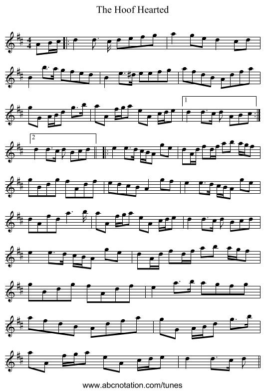 The Hoof Hearted - staff notation