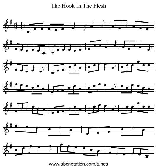 The Hook In The Flesh - staff notation