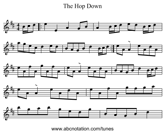 The Hop Down - staff notation