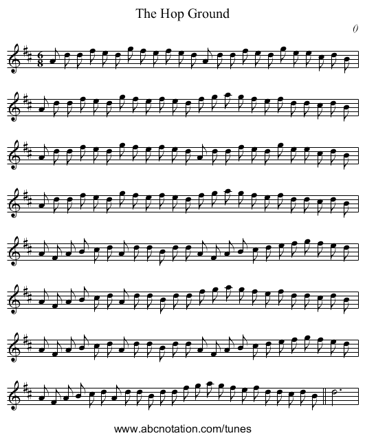 The Hop Ground - staff notation