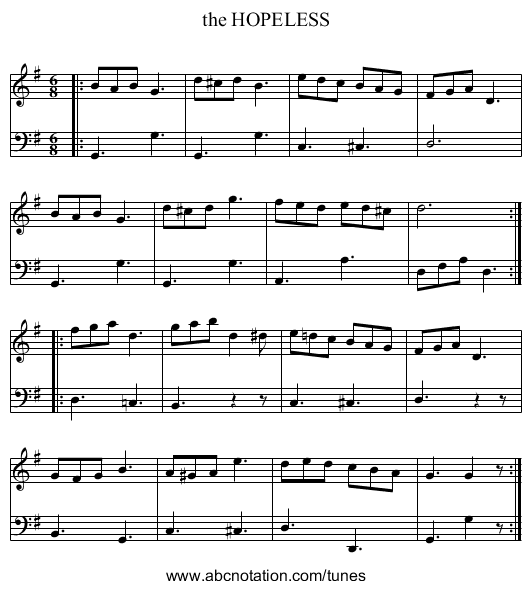 the HOPELESS - staff notation
