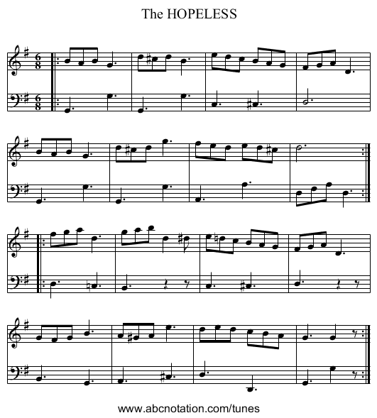 The HOPELESS - staff notation