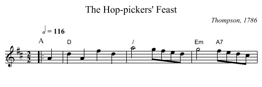 The Hop-pickers' Feast - staff notation