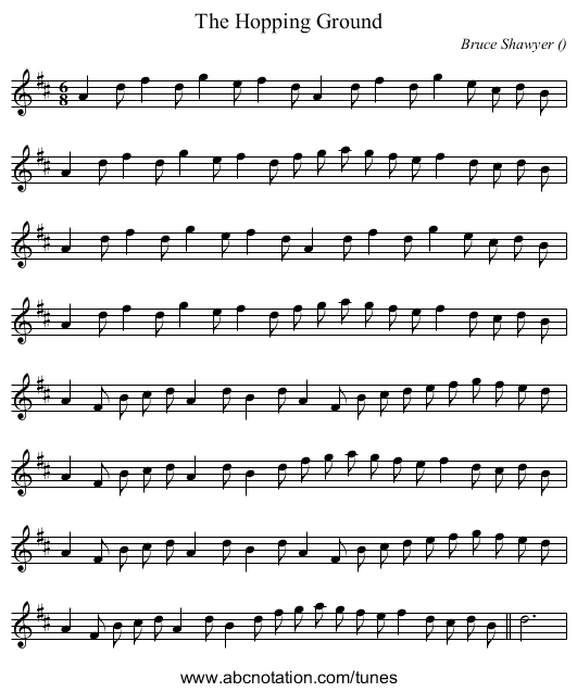 The Hopping Ground - staff notation