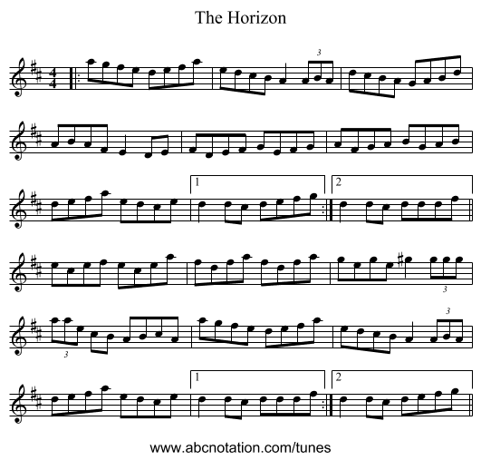 The Horizon - staff notation