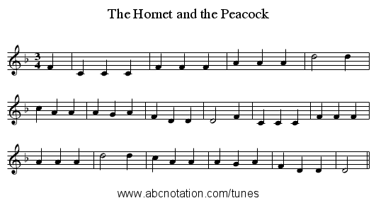 The Hornet and the Peacock - staff notation