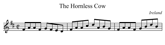 The Hornless Cow - staff notation