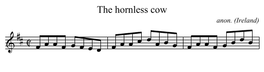 The hornless cow - staff notation