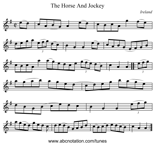 The Horse And Jockey - staff notation