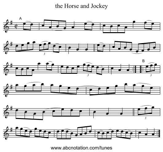 the Horse and Jockey - staff notation