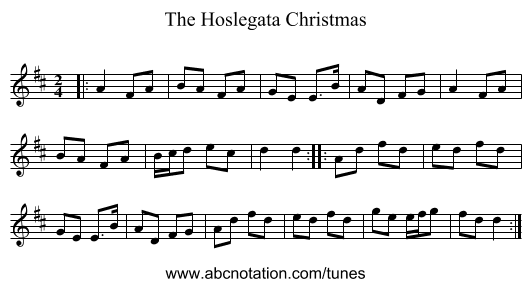 The Hoslegata Christmas - staff notation