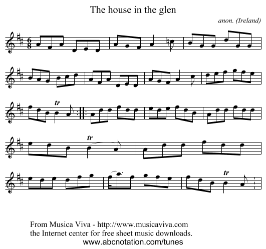 The house in the glen - staff notation