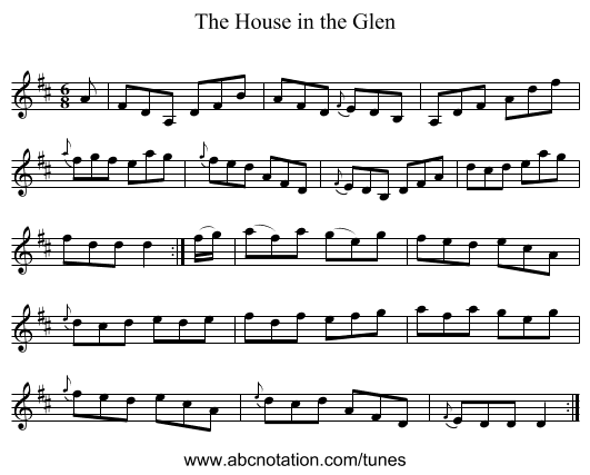 The House in the Glen - staff notation