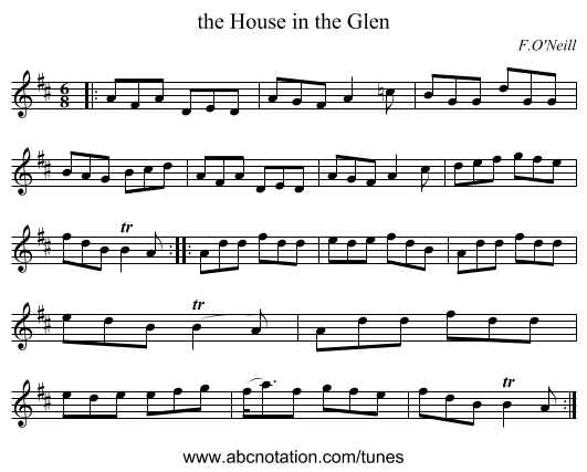 the House in the Glen - staff notation