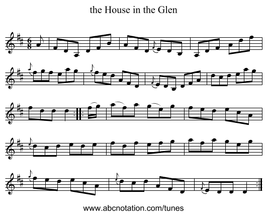 the House in the Glen - staff notation