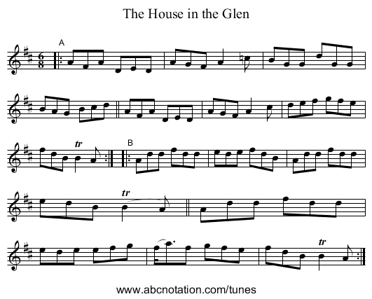 The House in the Glen - staff notation